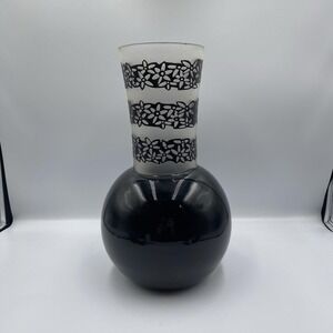 Tall Lisa Jenks Vase Acid Etched Black White Flower Floral Glazed Sand Blast WOW